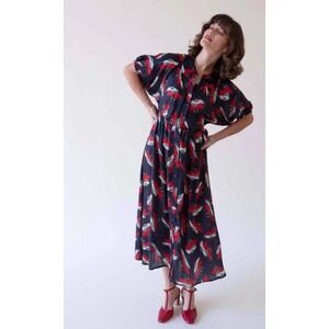 The Great Raven Shirt Midi Dress‎ Buttondown Floral Printed Short Sleeve Size 0